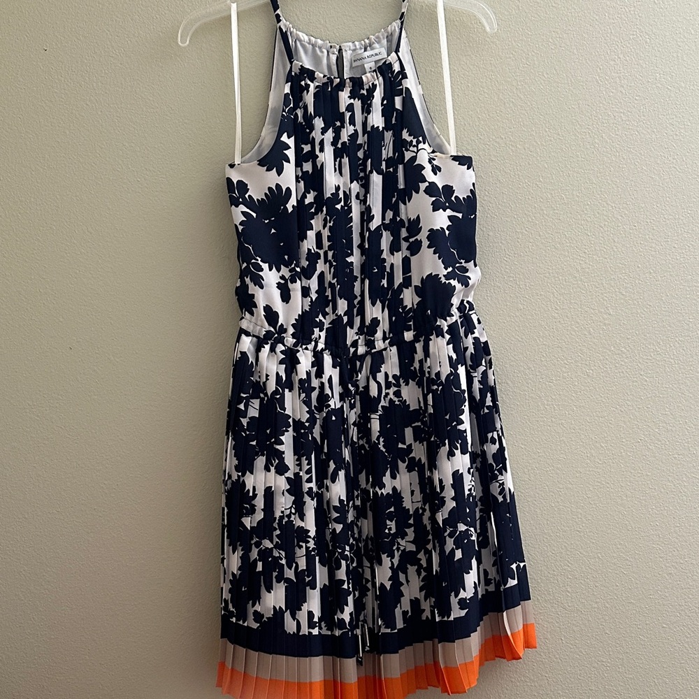 Banana Republic Navy and White Patterned Dress